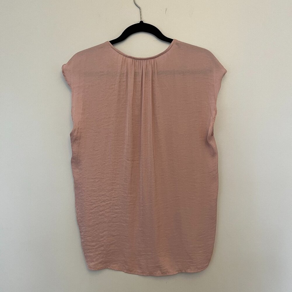 Anthropologie Maison d"Amelie Pale Pink Satin Cap Sleeve Blouse, Size Medium - Picture 3 of 8